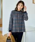 チェック柄 リブ配色 プルオーバー