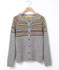 ウールブレンド フェアアイル柄 ニットカーディガン 【手洗いOK】