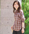 シャーリング 2WAY チェックブラウス