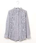 フリルカラー ストライプ ブラウス