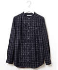 バンドカラー チェック柄 ブラウス