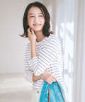 天竺 ボーダー 七分袖Tシャツ【一部店舗限定】