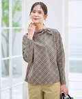 グレンチェック デザイン ブラウス