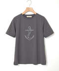 プレーティング天竺 アンカー柄 Tシャツ【UVカット】