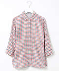 ダブルガーゼ チェック柄 ブラウス