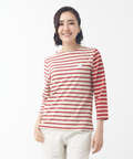 スノーコットン ボーダー 七分袖Tシャツ【接触冷感】