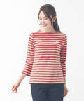 スノーコットン ボーダー 七分袖Tシャツ【接触冷感】
