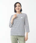 スノーコットン ボーダー 七分袖Tシャツ【接触冷感】