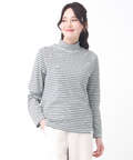 スムース ボーダー タートルネックカットソー