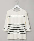 天竺 ボーダー クルーネック カットソー