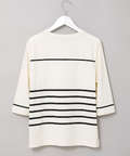 天竺 ボーダー クルーネック カットソー