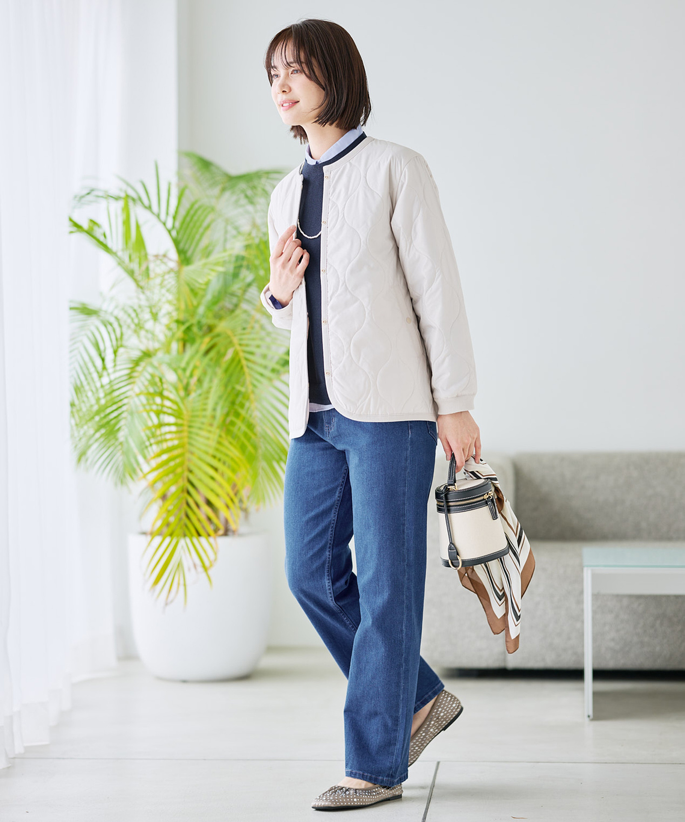 レディース ストレッチ ストレート デニムパンツ通販 [0305-61501