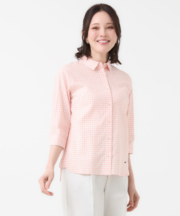 ドビー素材 七分袖 ブラウス