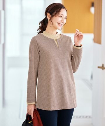 千鳥柄 ドッキング チュニック