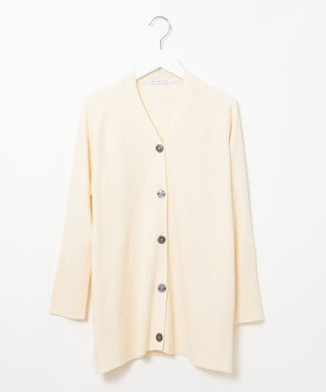 ウールブレンド ミドル丈 チュニックカーディガン
