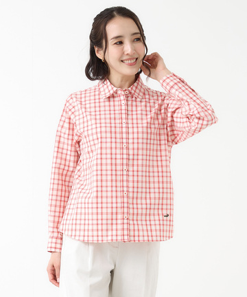 ノンアイロン チェック ブラウス【シワになりにくい】