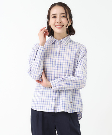 ノンアイロン チェック ブラウス【シワになりにくい】