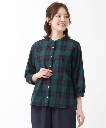 バンドカラー チェック ブラウス【オンラインショップ・一部店舗限定】