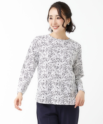 小花柄 プリント 長袖Tシャツ