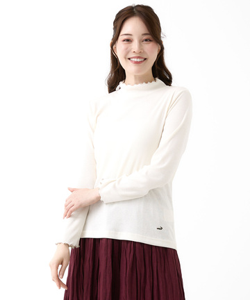 メロー ハイネック リブカットソー