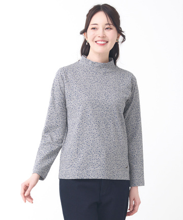 花柄プリント ハイネック プルオーバー