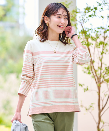 パネルボーダー 長袖 Tシャツ