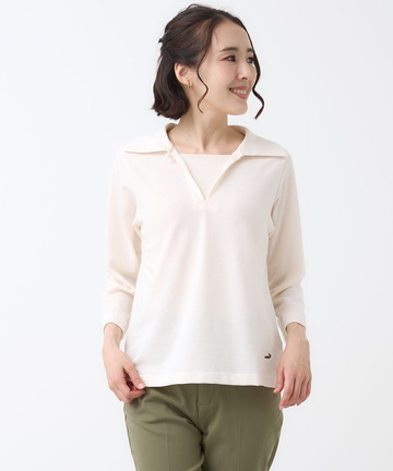 リップルボーダー 七分袖 Tシャツ