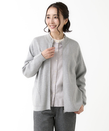 シルクブレンド ジップアップ ニット カーディガン