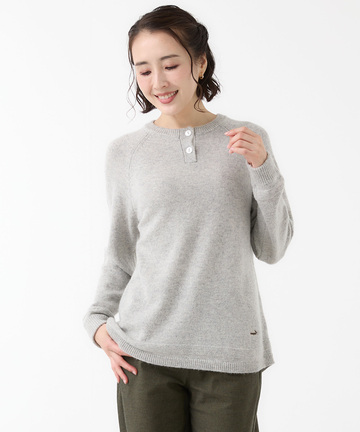 ウールブレンド ヘンリーネック ニット