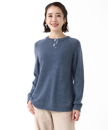 ウールブレンド ヘンリーネック ニット