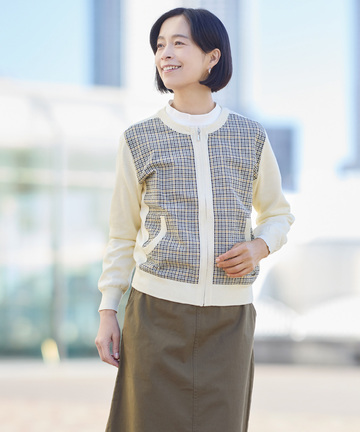 クロコダイルタータン ジップ カーディガン