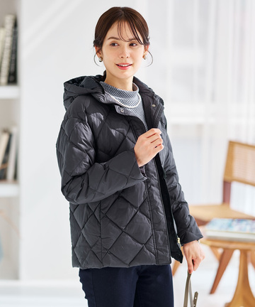 2WAYフード キルトダウン ジャケット【撥水加工】