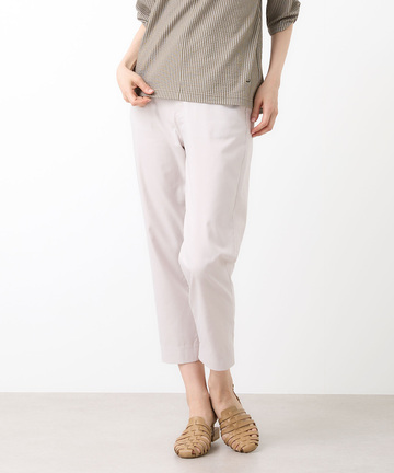 リネンブレンド クロップド スリムパンツ