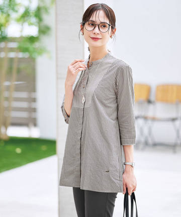 切り替え 七分袖 チュニック