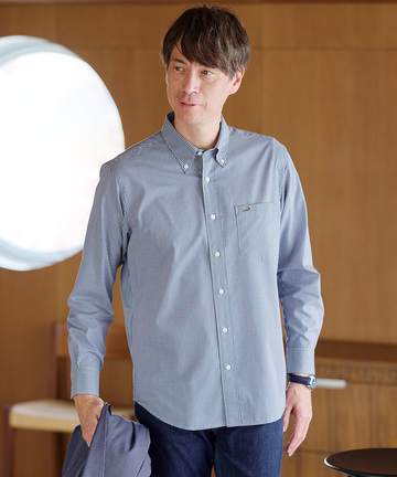 ノンアイロン ギンガムチェック ボタンダウンシャツ【シワになりにくい】