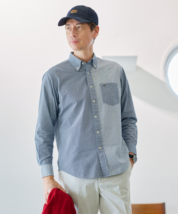 サッカー織り クレイジーパターン ボタンダウンシャツ【吸汗速乾】