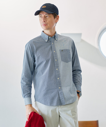 サッカー織り クレイジーパターン ボタンダウンシャツ【吸汗速乾】