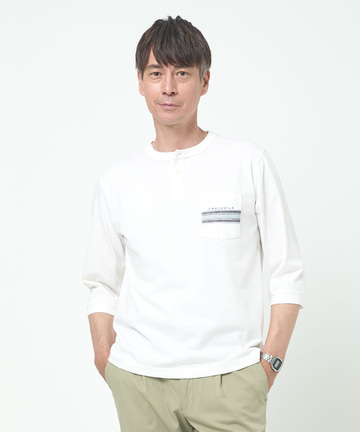 ヘンリーネック 七分袖 Tシャツ【吸汗速乾】