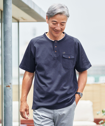 ポンチ ヘンリーネック Tシャツ