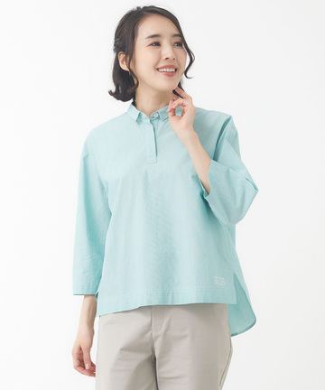 スノーコットン バックタック 七分袖ブラウス【接触冷感】