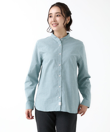 ラウンドカラー ギンガムチェック柄 ブラウス