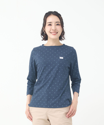 幾何学プリント 7分袖 Tシャツ【吸汗速乾】