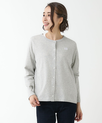 サテンテープ クルーネック カーディガン【吸汗速乾】