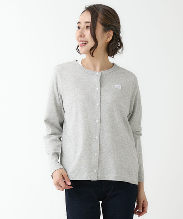 サテンテープ クルーネック カーディガン【吸汗速乾】