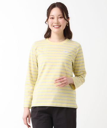 天竺 パネルボーダー クルーネック Tシャツ