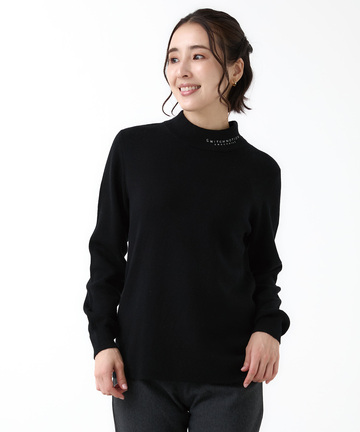 ハイネック リブデザイン ニット