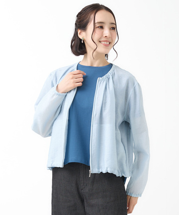 ギャザーデザイン シアーブルゾン【手洗いOK】