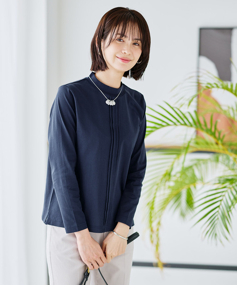 天竺 モックネック Tシャツ