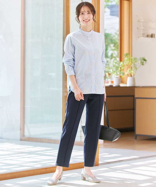 スタンドカラー カットドビー ブラウス