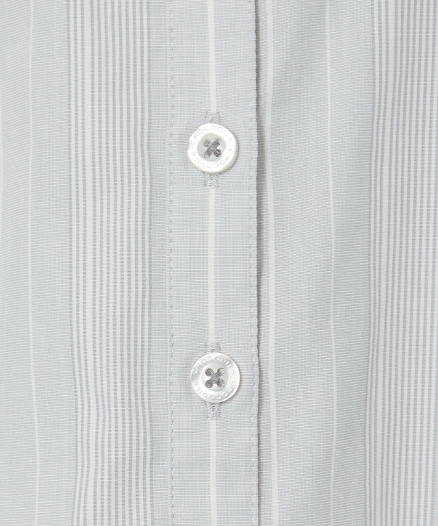 ストライプ バンドカラー ブラウス